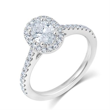 Platinum Oval Diamond Halo Engagement Ring 1.10ct thumbnail 