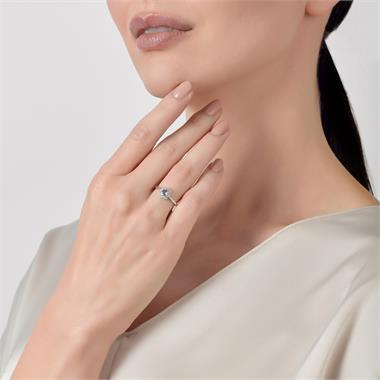 18ct White Gold Aquamarine and Diamond Cluster Dress Ring thumbnail
