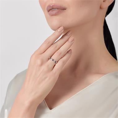 18ct White Gold Milgrain Detail Sapphire and Diamond Half Eternity Ring thumbnail