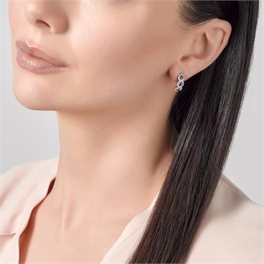 Oriana 18ct White Gold Sapphire and Diamond Semi Hoop Earrings thumbnail