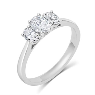 Platinum Oval Diamond Three Stone Engagement Ring 0.90ct thumbnail