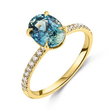 18ct Yellow Gold Oval Parti Sapphire Ring thumbnail
