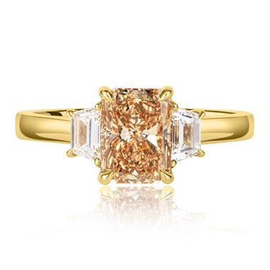 18ct Yellow Gold Radiant Champagne Three Stone Ring thumbnail