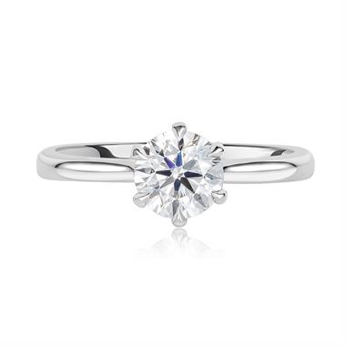 Platinum Six Claw Round Diamond Solitaire Ring 1.00ct thumbnail