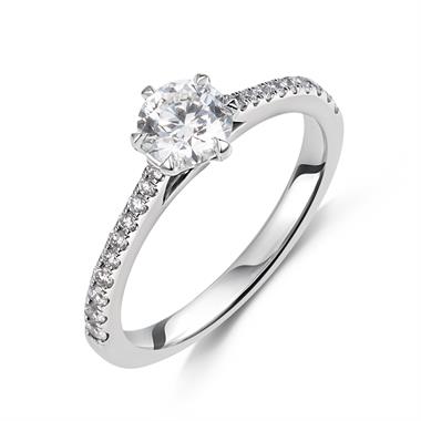 Platinum Six Claw Round Diamond Solitaire Ring 0.96ct thumbnail