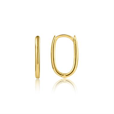 18ct Yellow Gold Oblong Hoop Earrings thumbnail 