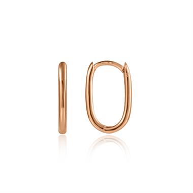 18ct Rose Gold Oblong Hoop Earrings thumbnail