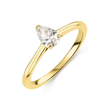 18ct Yellow Gold Pear Diamond Solitaire Engagement Ring 0.35ct thumbnail