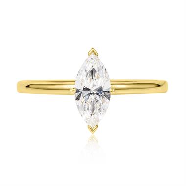 18ct Yellow Gold Marquise Diamond Solitaire Engagement Ring 0.80ct thumbnail