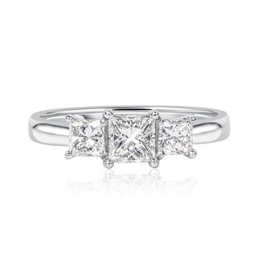 Platinum Princess Cut Diamond Three Stone Engagement Ring 1.00ct thumbnail