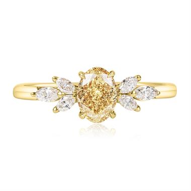 18ct Yellow Gold Champagne Oval Diamond Engagement Ring thumbnail