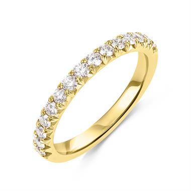 18ct Yellow Gold French Pave Set Diamond Half Eternity Ring 0.50ct  thumbnail