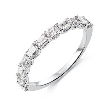 Platinum Emerald Cut Diamond Half Eternity Ring thumbnail 