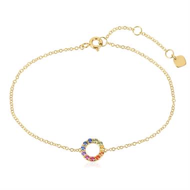 Samba 18ct Yellow Gold Rainbow Sapphire Circle Bracelet thumbnail