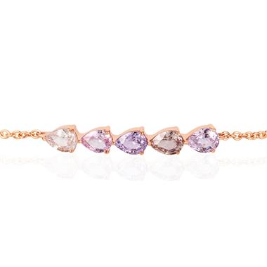 Petal 18ct Rose Gold Pastel Pear Sapphire Bracelet thumbnail