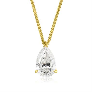 18ct Yellow Gold Pear Diamond Solitaire Necklace 3.73ct thumbnail