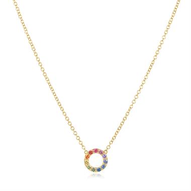 Samba 18ct Yellow Gold Rainbow Sapphire Circle Necklace thumbnail