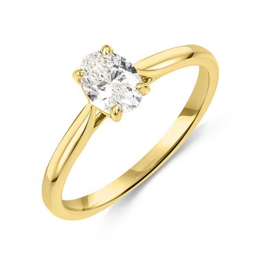 18ct Yellow Gold Oval Diamond Solitaire Engagement Ring 0.80ct  thumbnail