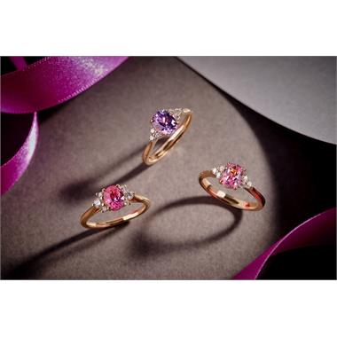 18ct Rose Gold Oval Violet Sapphire and Diamond Ring thumbnail