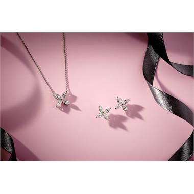 18ct White Gold Marquise Diamond Flower Necklace thumbnail