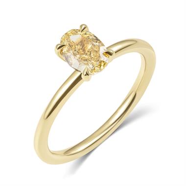 18ct Yellow Gold Fancy Yellow Oval Diamond Engagement Ring 1.14ct thumbnail