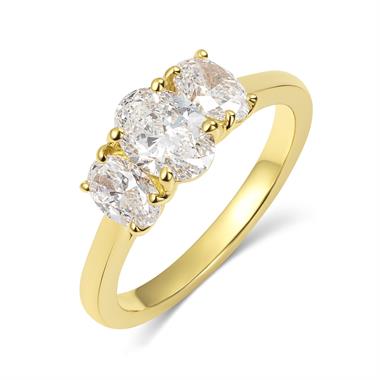 18ct Yellow Gold Oval Diamond Three Stone Ring 1.77ct thumbnail