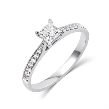 Platinum Princess Cut Diamond Solitaire Engagement Ring 0.56ct thumbnail