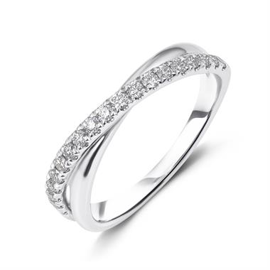 Platinum Crossover Design Diamond Dress Ring 0.30ct thumbnail