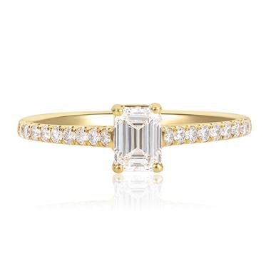 18ct Yellow Gold Emerald Cut Diamond Solitaire Engagement Ring 0.50ct thumbnail