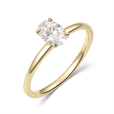 18ct Yellow Gold Oval Cut Diamond Solitaire Engagement Ring 0.70ct thumbnail