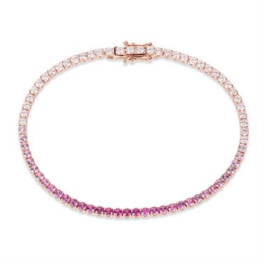 18ct Rose Gold Ombre Pink Sapphire and Diamond Bonbon Bracelet thumbnail