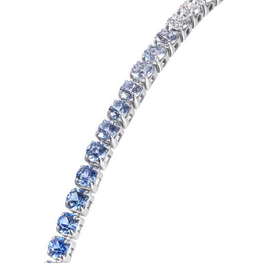 18ct White Gold Ombre Blue Sapphire and Diamond Bonbon Bracelet thumbnail