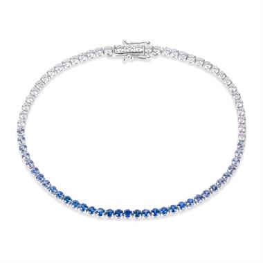18ct White Gold Ombre Blue Sapphire and Diamond Bonbon Bracelet thumbnail
