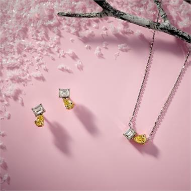 18ct White Gold Toi et Moi Diamond and Yellow Diamond Necklace  thumbnail