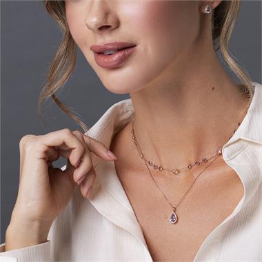 Bloom 18ct Rose Gold Amethyst Necklace 45cm thumbnail