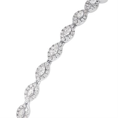 18ct White Gold Marquise Diamond Halo Bracelet 2.50ct thumbnail