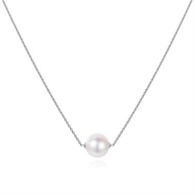 18ct White Gold Single Freshwater Pearl Necklace thumbnail
