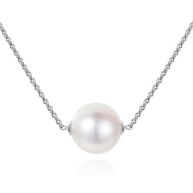 18ct White Gold Single Freshwater Pearl Necklace thumbnail