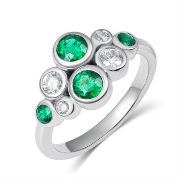 Alchemy Platinum Gold Emerald and Diamond Dress Ring thumbnail