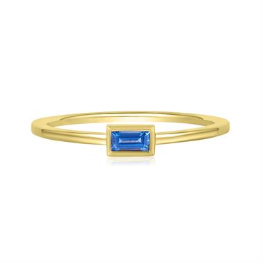 18ct Yellow Gold Baguette Cut Blue Sapphire Dress Ring thumbnail