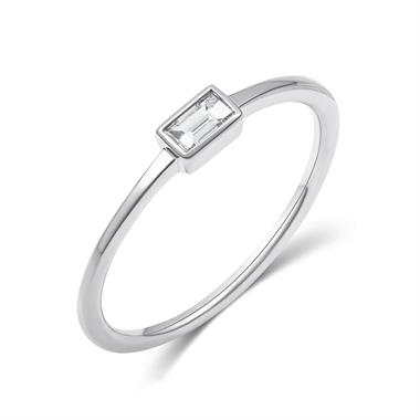 18ct White Gold Baguette Cut Diamond Dress Ring  thumbnail