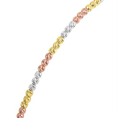 18ct Three Colour Gold Faceted Bead Bracelet  thumbnail
