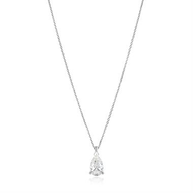 18ct White Gold Pear Diamond Solitaire Necklace 1.51ct thumbnail