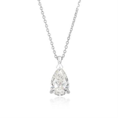 18ct White Gold Pear Diamond Solitaire Necklace 1.51ct thumbnail