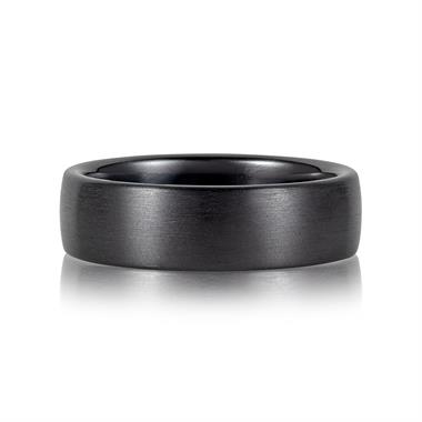 Black Zirconium and Platinum Plain Wedding Ring 7mm thumbnail