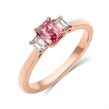18ct Rose Gold Berry Sapphire and Diamond Engagement Ring thumbnail 