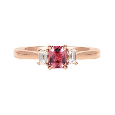 18ct Rose Gold Berry Sapphire and Diamond Engagement Ring thumbnail