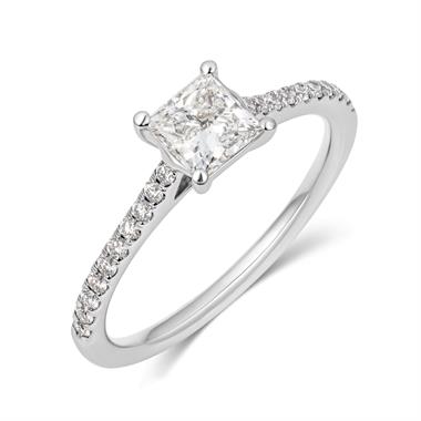 Platinum Princess Cut Diamond Solitaire Engagement Ring 0.95ct thumbnail