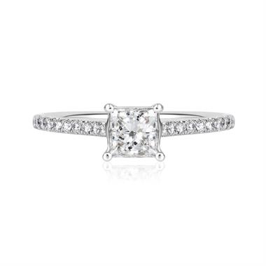 Platinum Princess Cut Diamond Solitaire Engagement Ring 0.95ct thumbnail