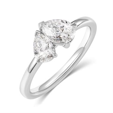 Platinum Pear Shape Diamond Toi et Moi Engagement Ring thumbnail 